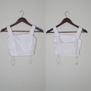 Lone Star Sz S White Denim Cropped Bustier Top Cowgirl Rodeo Ranch Equestrian